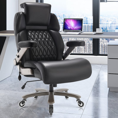 Inbox Zero Mikial 500lbs Big And Tall Leather Executive
